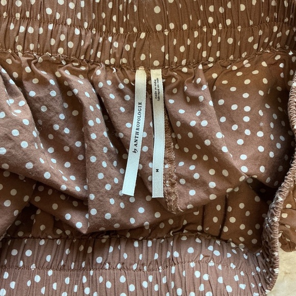 By Anthtropologie Brown Polka Dot Shorts with Lace Trim - Picture 4 of 4